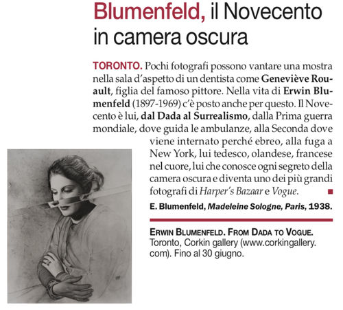 Erwin Blumenfeld Exhibition in Arte Magazine