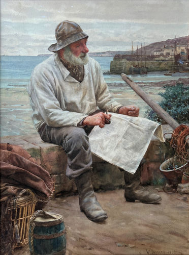 The News, Newlyn Harbour by Walter Langley, 1903