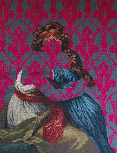 Matt Smith, Madame Vigée Lebrun and Her Daughter, 2020. Found and Altered Textile. Property of Hove Museum, Brighton.