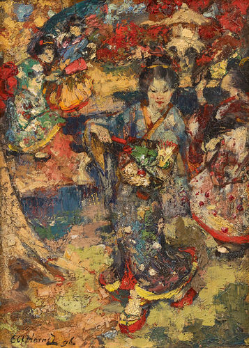 Edward Atkinson Hornel (1864-1933) 'Japanese Girls', 1896, oil on canvas, sold