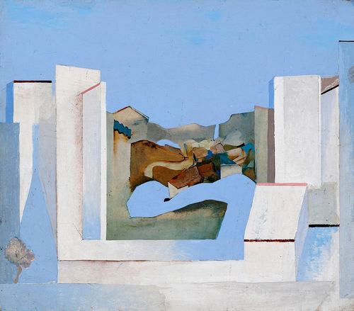 Anthony Whishaw RA, 'Blue Road Northwards II Variations', 1969, oil and collage on board, sold