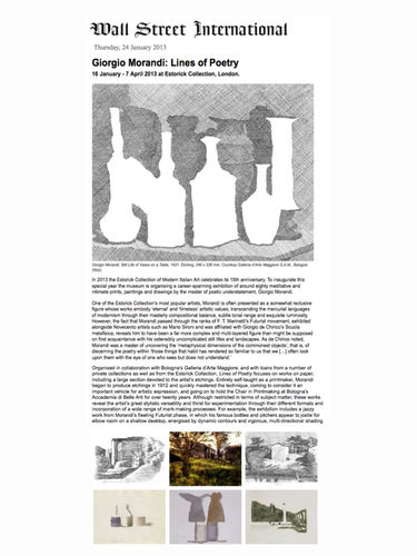 Giorgio Morandi: Lines of Poetry, 16 January - 7 Aril 2013 at Estorick Collection, London