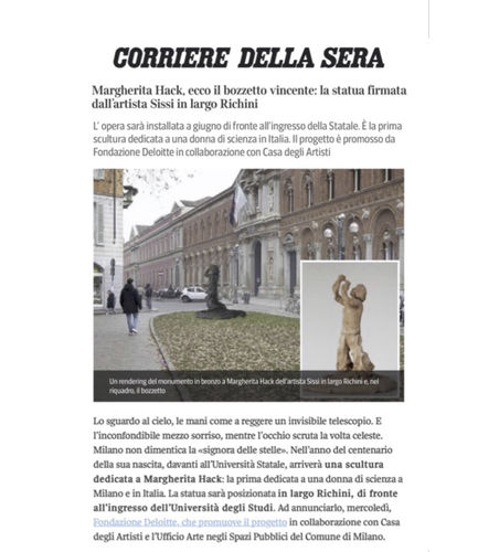 Margherita Hack, here is the winning design: the statue by artist Sissi in Largo Richini