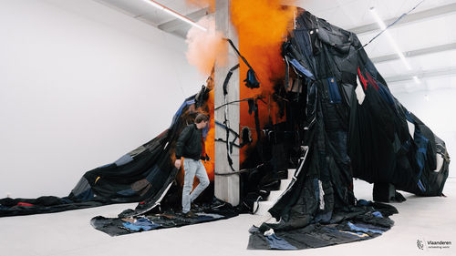 Marcin Dudek, Slash & Burn II, 2021, Performance, Harlan Levey Projects 1080, Brussels. Photo: Damon De Backer