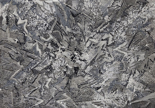 Marcin Dudek, Heysel VII, 2021, Acrylic paint, medical tape, uv varnish on wood, 21 x 30 cm, 8 1/4 x 11 3/4 in