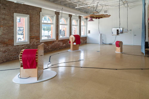 Haseeb Ahmed, Vanquish the Void!, 2022, installation view, FRONT International: Cleveland Triennial for Contemporary Art, SPACES. Courtesy: the artist and Harlan Levey Projects