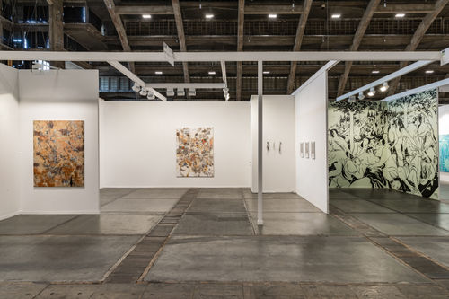 Amélie Bouvier, Marcin Dudek, Willehad Eilers, Ella Littwitz, Emmanuel Van der Auwera, exhibition view Art Brussels, Harlan Levey Projects, 2023.