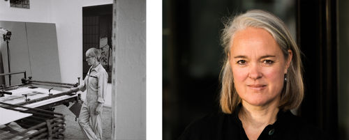 Birgit Jensen in her studio with Susanne Wedewer-Pampus