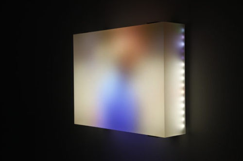 Blur One, 2014 18 x 22-1/4 x 6 inches Custom electronics, 300 LEDs, cast resin screen