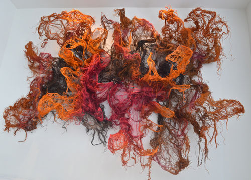 Nnenna Okore, Body Language, 2015, Burlap, dye and wire, 72 x 96 x 25 inches