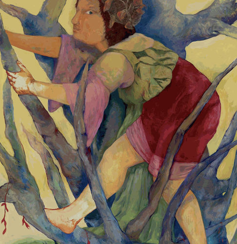 Philemona Williamson, A Contemplative Perch, 2017, oil on linen, 60 × 48".