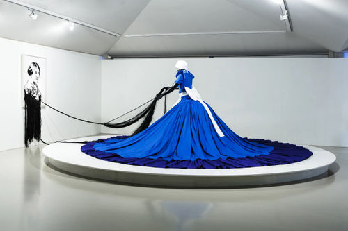 Installation view, Mary Sibande, TEXTURES: The History and Art of Black Hair, 2021. Kent State University Museum, Ohio.