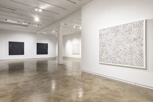Installation view, James Little, Black Stars & White Paintings, 2022. Kavi Gupta | Elizabeth St. Fl. 1. Credit: Kyle Flubacker.