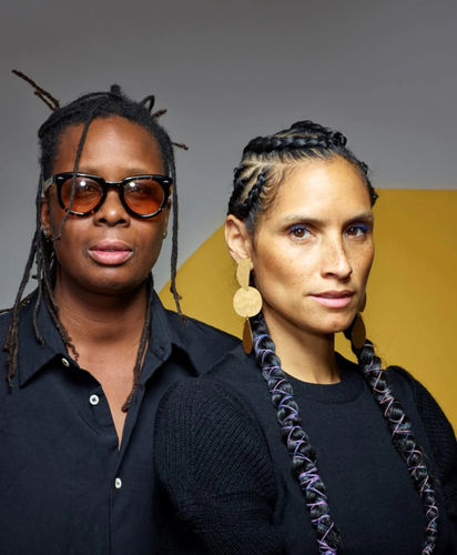 Racquel Chevremont and Mickalene Thomas. Photo courtesy of W Magazine