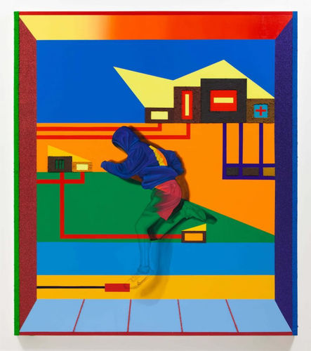 Jamaal Peterman, 30 for 30, 2020, oil, vinyl, glitter, and sand on canvas, 70 by 80 inches