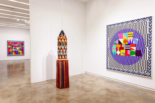 “Jeffrey Gibson: CAN YOU FEEL IT” (installation view), 2019, Kavi Gupta | Elizabeth St. Courtesy of the Artist and Kavi Gupta /Photo: John Lusis