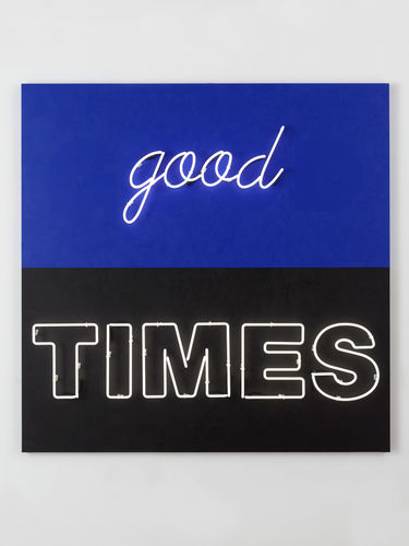 The artist Deborah Kass’s new exhibition at Paul Kasmin Gallery offers social critique by way of references to pop culture. Here, “Good Times,” 2015.