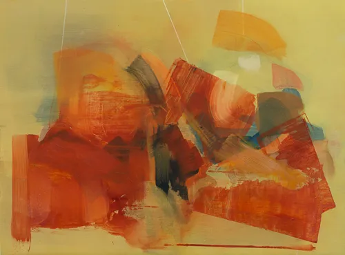 Falling Triangle No. 1, 2024 oil on birch plywood, 35.5 x 51.5 cm