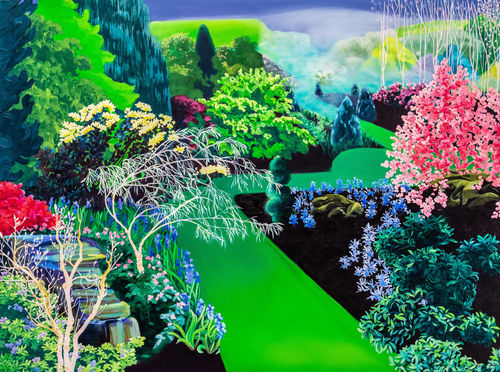 Deena Capparelli Leads Hikers Astray, 2021 Oil paint on canvas 30 × 40 in 76.2 × 101.6 cm