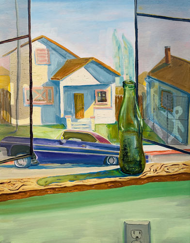 Elmer Guevara Spread Eagle, 2022 Oil and collaged transfer on Linen 15 × 19 in 38.1 × 48.3 cm