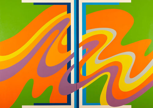 Mohamed Melehi (1936-2020), 'Untitled', 1983. Cellulosic paint on wood. 150 x 200 cm. © Mohamed Melehi Estate