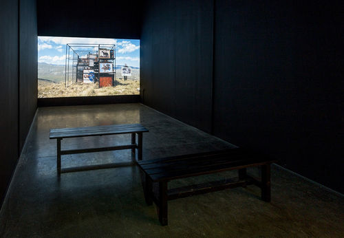 Installation view of 'Tightrope' by Taus Makhacheva