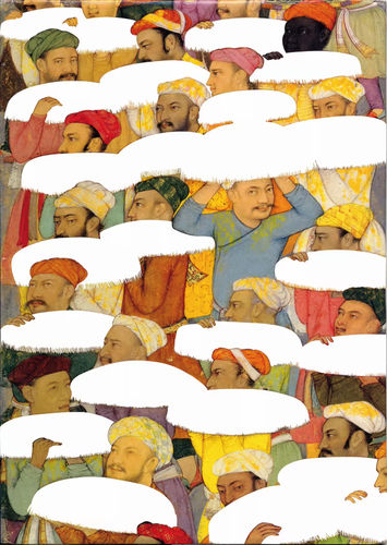 Hamra Abbas, All Rights Reserved, 2004. Digital prints reworking details from the picture of Prince Dara-Shukoh’s Wedding. Photograph: Collection of Kamran M Anwar