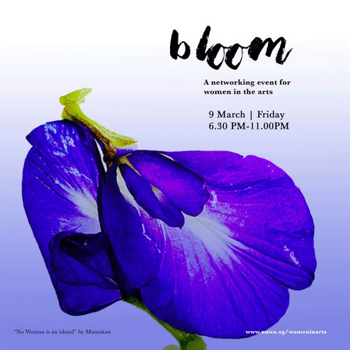 “No Woman is an Island” by Mamakan. Artwork made with Blue Pea Flower (Clitoria ternatea), native to Asia