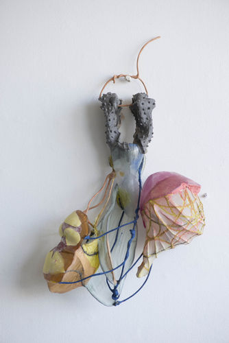 CABRIOLE, 2014 metal, glass, wire, resin and handmade paper 26 x 15 x 6 in.