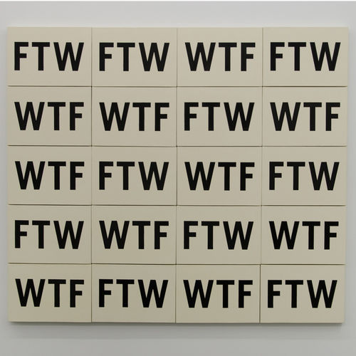 WTFFWT, 2015, acyrlic and clear gesso on coton, 20 pieces, 160 x 185 cm