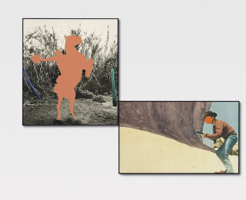 John Baldessari, Equestrian (Flesh) in Brackets with Orange Showdown, 1992