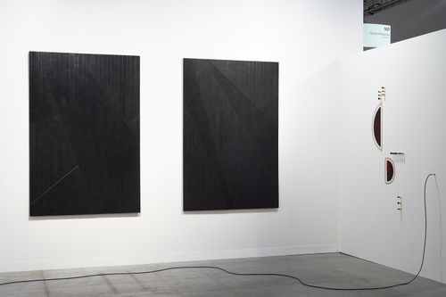 Installation view of Naama Tsabar at Art Basel: Miami Beach, Shulamit Nazarian, November 30 – December 4, 2021. Courtesy of the artist and Shulamit Nazarian, Los Angeles.