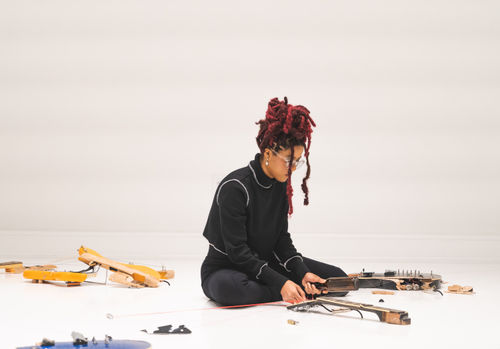 Perimeters performance, 2021, The Bass museum, Miami Beach, FL. Composed in collaboration with Gabriela Burdsall, Ale Campos, Fielded, Lee Muze, Robbi Robsta, Gabrielle Sheerer, Sarah Strauss and Naama Tsabar. Courtesy of the artist and The Bass museum. Photo: Michael Del Riego.