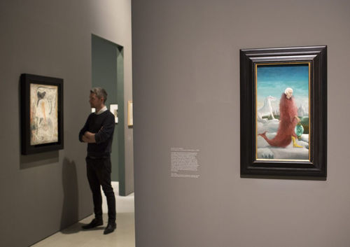Leonora Carrington’s in “Modern Couples: Art, Intimacy and the Avant-garde” at the Barbican Art Gallery. (Photo by John Phillips/Getty Images for Barbican Art Gallery)