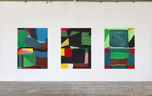 Nelo Vinuesa. Camp Kit. Ullal, Gola and Llac. Oil on paper, 160 x 120 cm each, 2020. Courtesy of the artist and Zeit Contemporary Art, New York