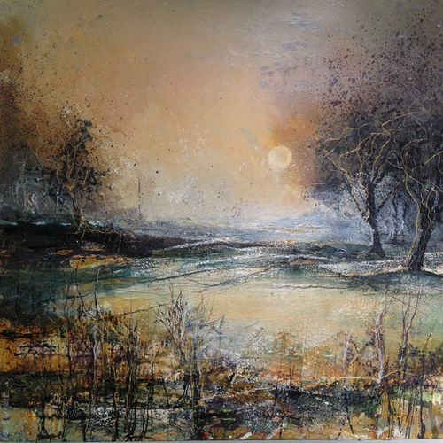Bee Bartlett, 'Autumn Moon', mixed media on board, H 61 cm x 61 cm framed
