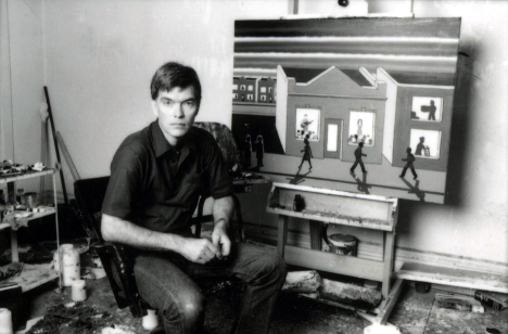 Roger Brown in his studio at 1926 N. Halsted, circa 1985. Photo: William H. Bengston. Courtesy of the Roger Brown Study Collection at the John Michael Kohler Arts Center. Gift of Kohler Foundation, Inc.