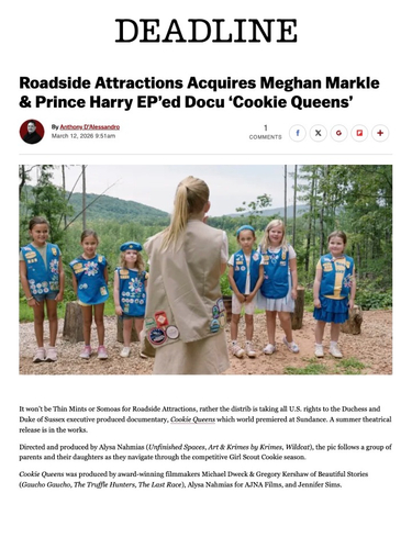 Roadside Attractions Acquires Meghan Markle &amp; Prince Harry EP’ed Docu ‘Cookie Queens’