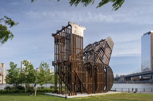 Nicholas Galanin's outdoor installation for Public Art Fund at The Brooklyn Bridge Park