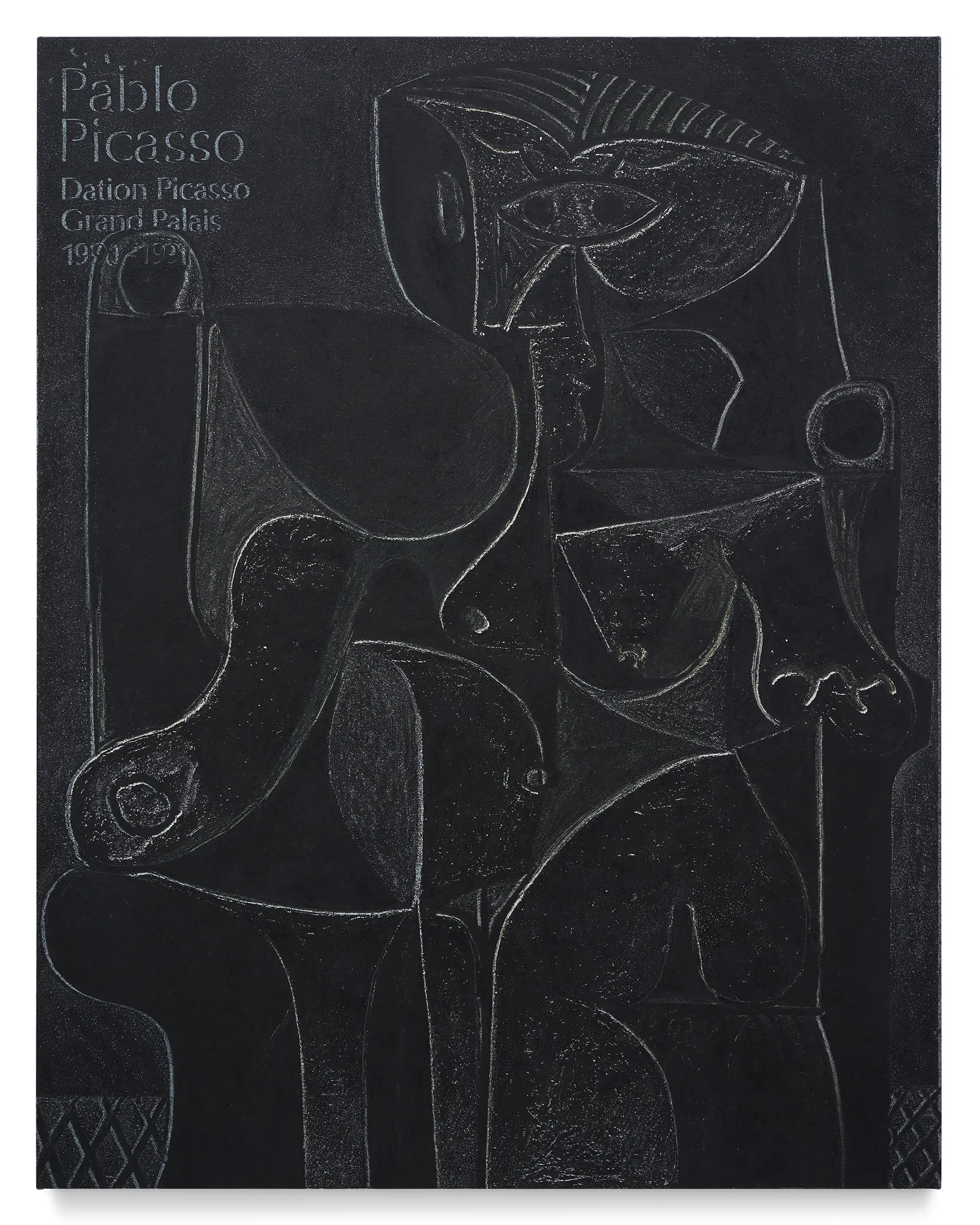 Paul Sietsema Black Picasso, 2022 Acrylic on linen 74 1/8 x 57 7/8 in. (188 x 147 cm)