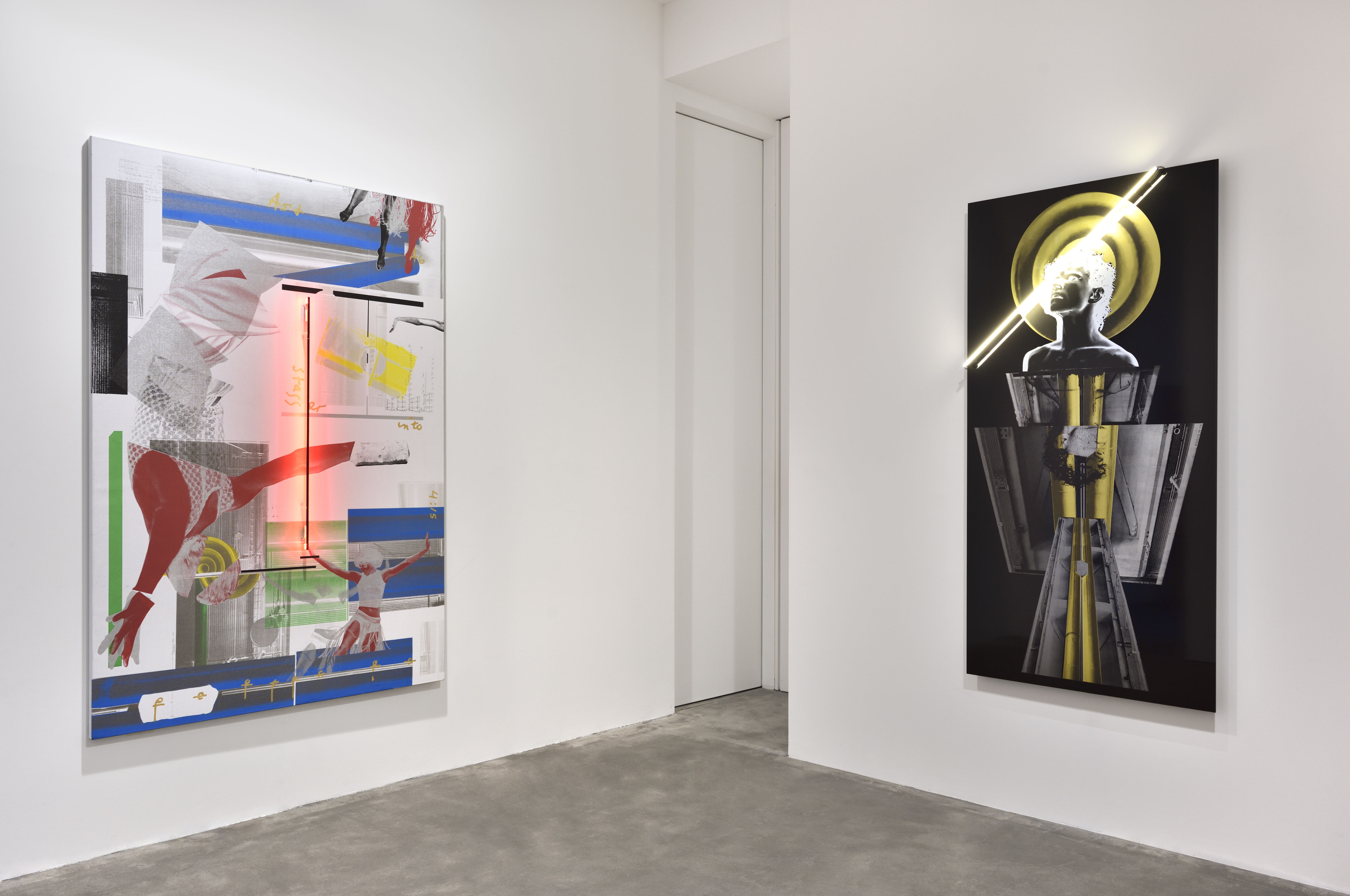 installation view of two works by Gerard & Kelly: Bardo at Marian Goodman Gallery Paris 