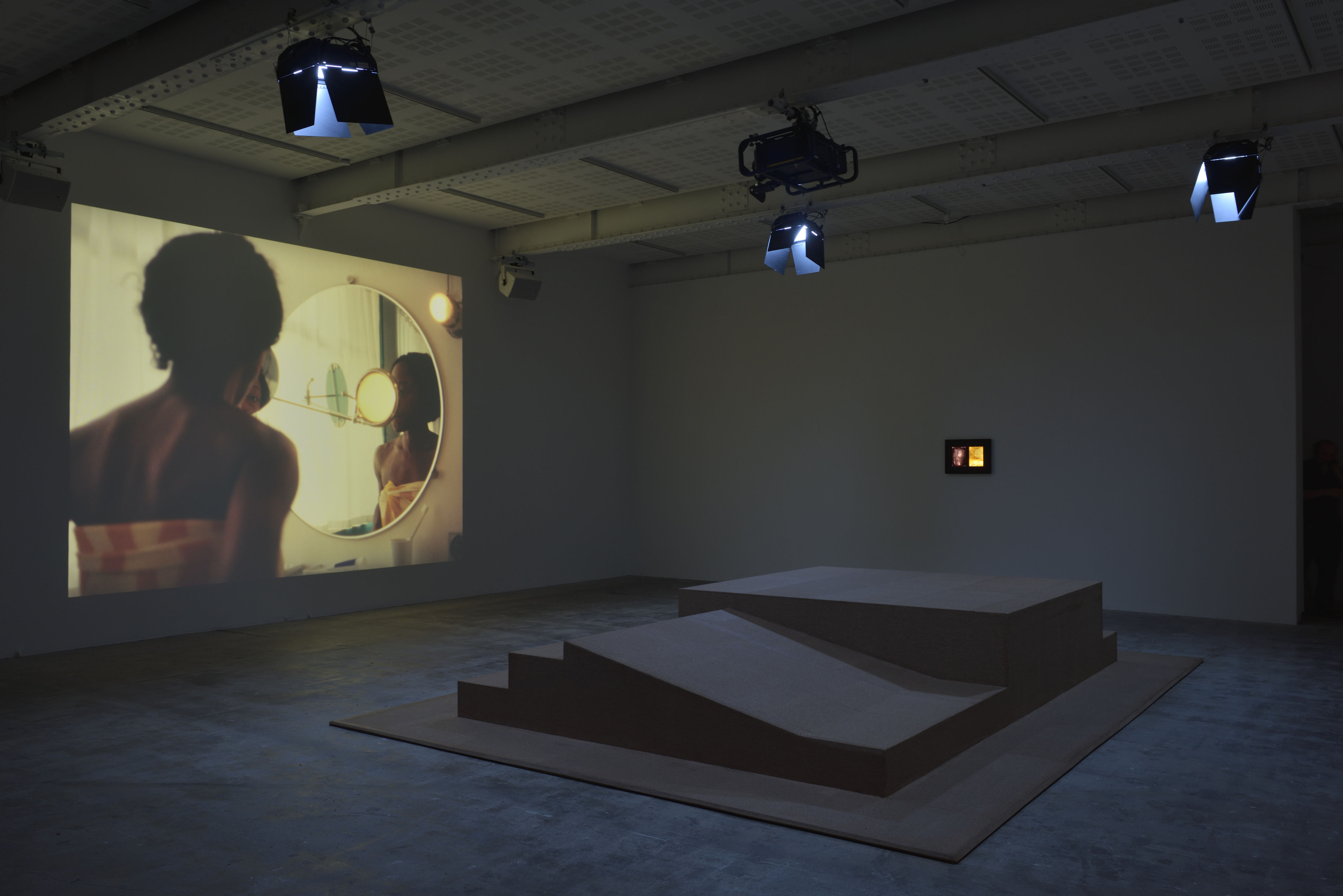 installation view of the 22-minute film E for Eileen, 2023 by Gerard & Kelly at Marian Goodman Gallery Paris 