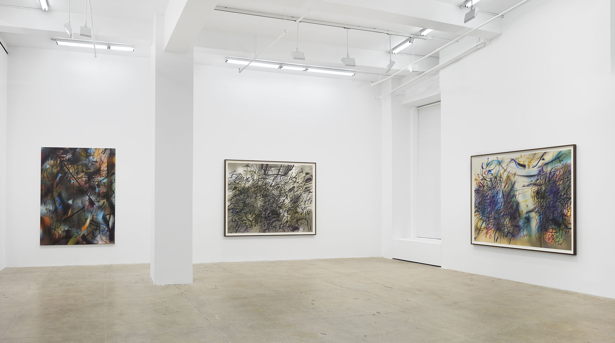 Installation view, Julie Mehretu, New York, 2020
