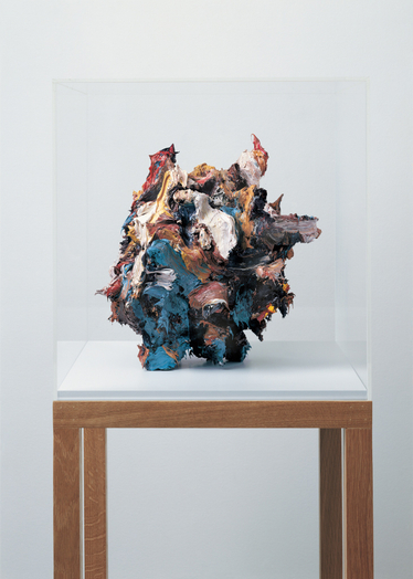 Glenn Brown, The Andromeda Strain Oil paint on acrylic over plaster, vitrine (13.8 x 12.6 x 11.8 in), 2000