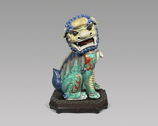 Large Chinese Verte Glazed Biscuit Porcelain Fu Lion