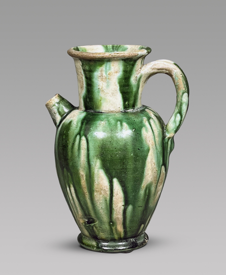 Chinese Green and White Splashed Glazed Pottery Ewer