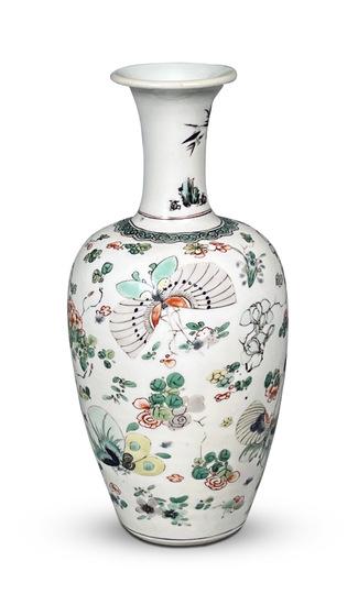 Chinese Famille Verte Porcelain Amphora Vase
