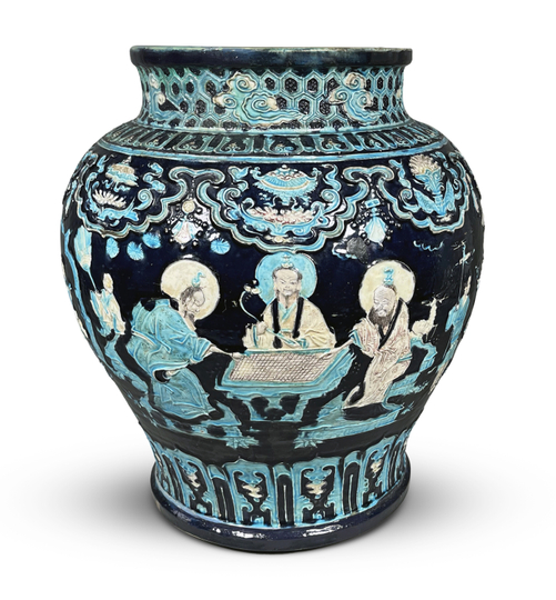 Fine and Rare Chinese Fahua Glazed Guan Jar