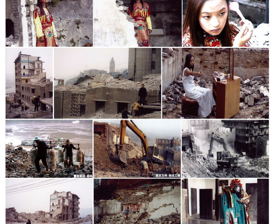 This image is a combination of twelve video stills from Chen Qiulin's video work Farewell Poem in 2002. 