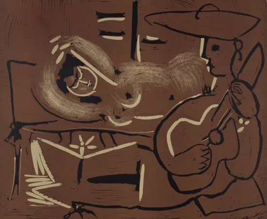 Pablo Picasso, Lying woman and guitar, 1959